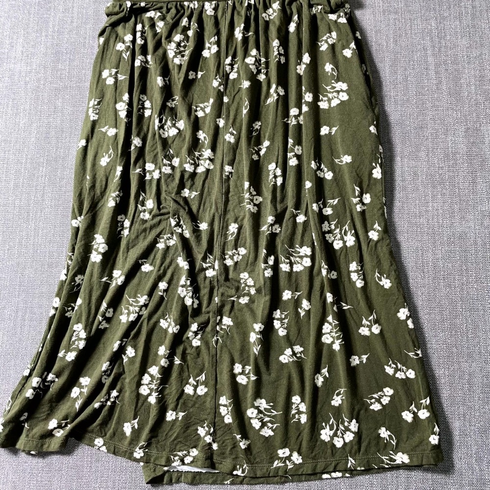24/7 By Maurices Sheath Dress Women Large Green Floral Sleeveless Low Thigh Slit - Picture 7 of 11